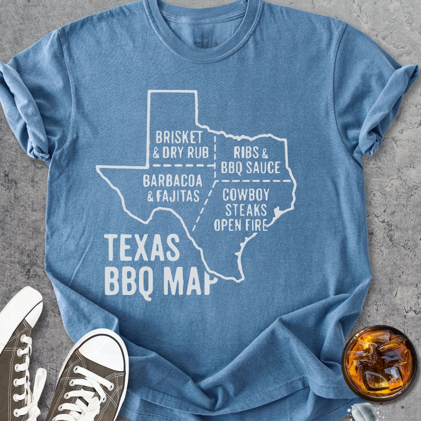 Texas BBQ Map - Vintage Heavyweight Tee