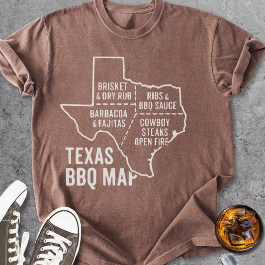 Texas BBQ Map - Vintage Heavyweight Tee