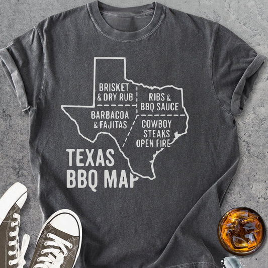 Texas BBQ Map - Vintage Heavyweight Tee