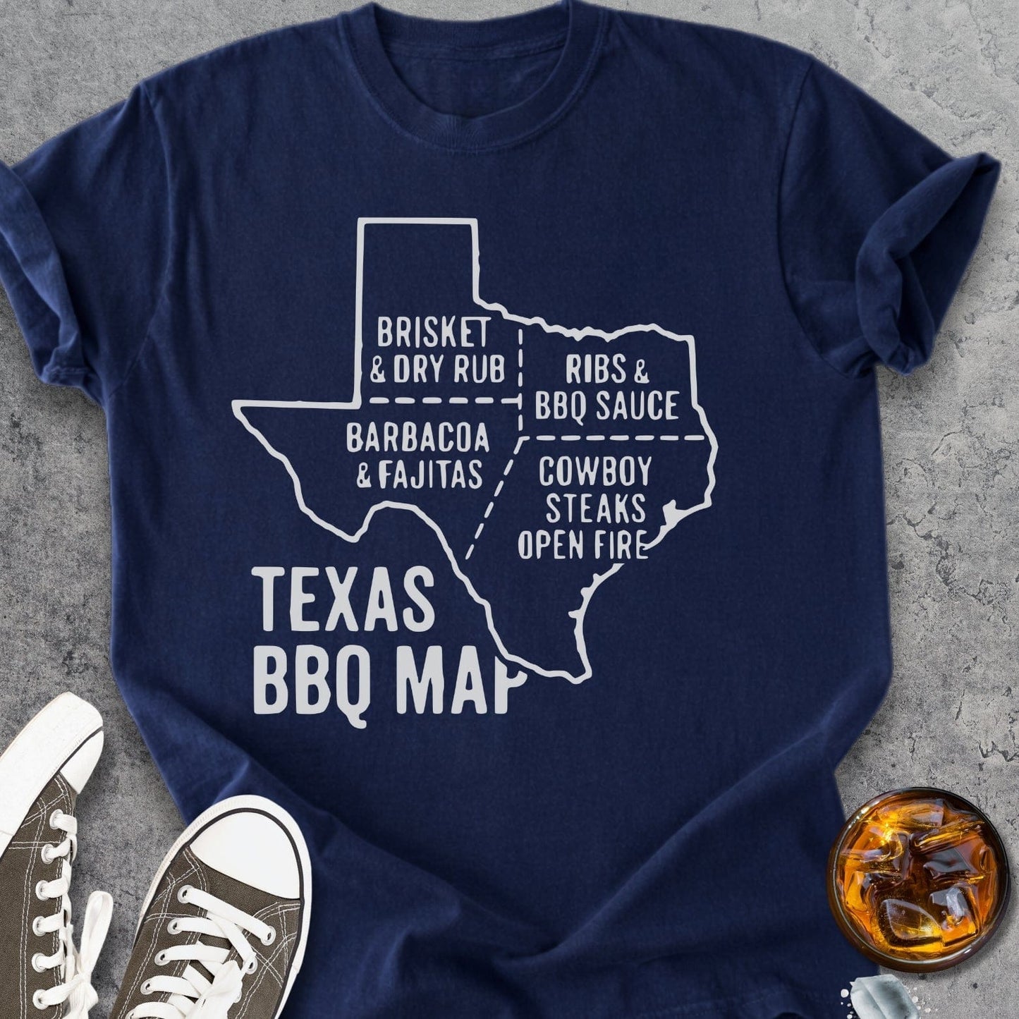 Texas BBQ Map - Vintage Heavyweight Tee