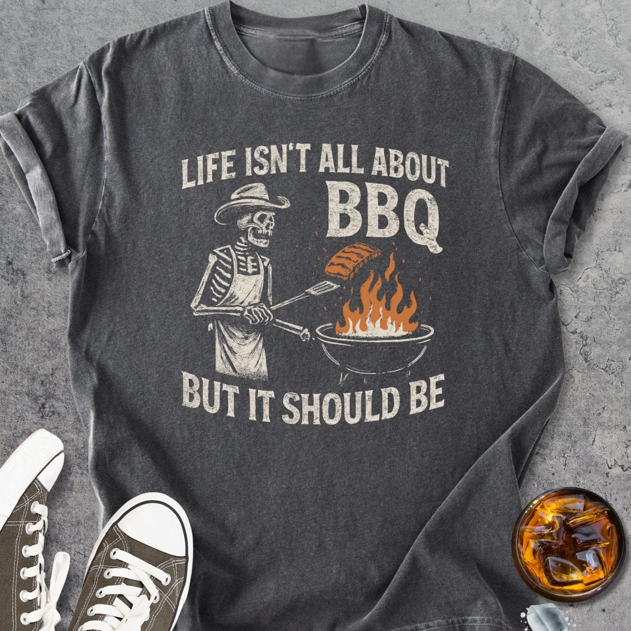 Skeleton Grillmaster - Vintage Heavyweight Tee