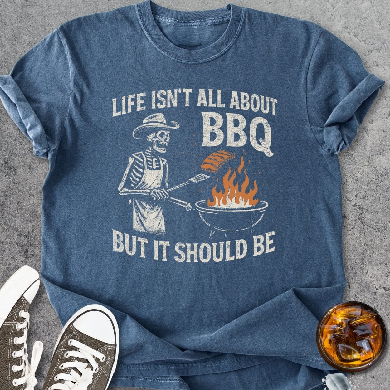 Skeleton Grillmaster - Vintage Heavyweight Tee