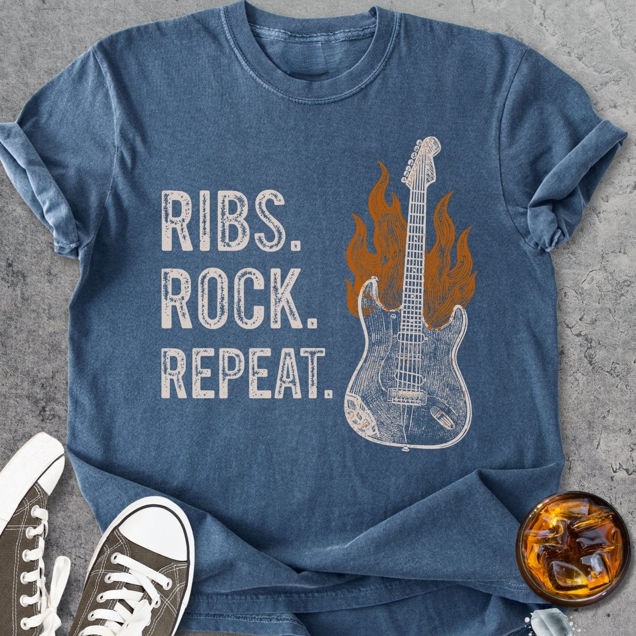 Ribs, Rock, Repeat - Vintage Heavyweight Tee