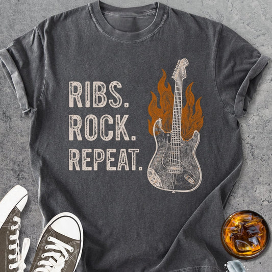Ribs, Rock, Repeat - Vintage Heavyweight Tee