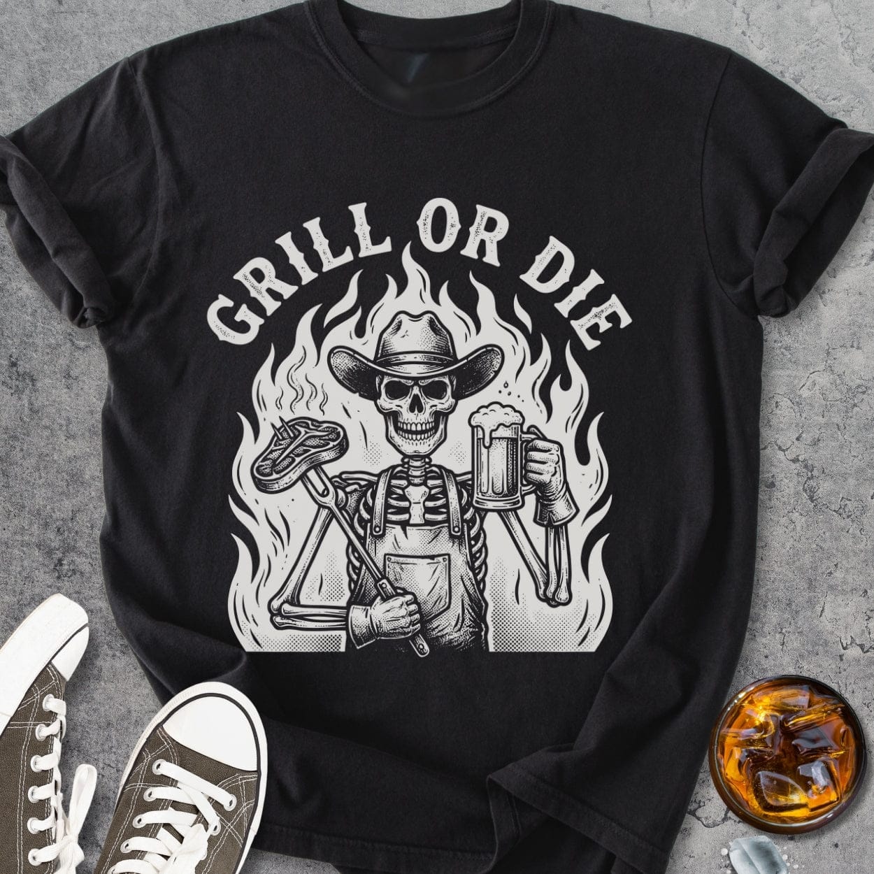 Grill Or Die - Vintage Heavyweight Tee