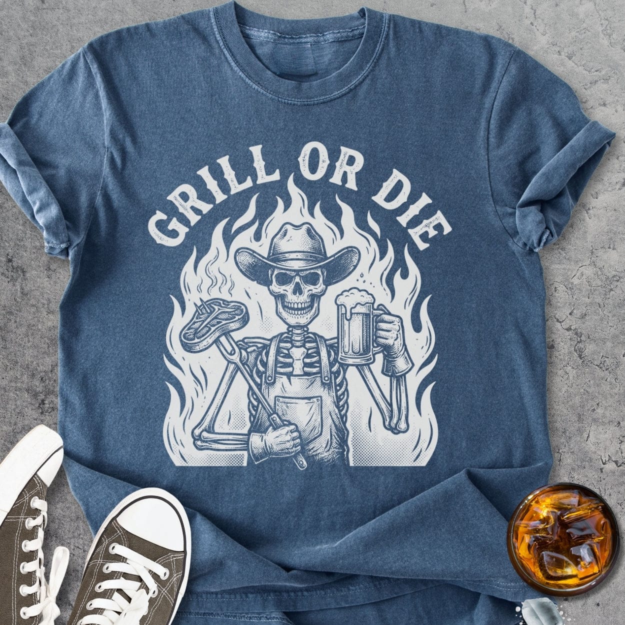 Grill Or Die - Vintage Heavyweight Tee