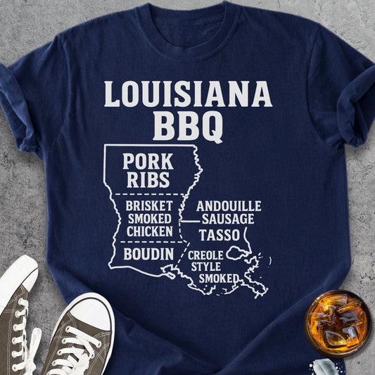 Louisiana BBQ Map - Vintage Heavyweight Tee