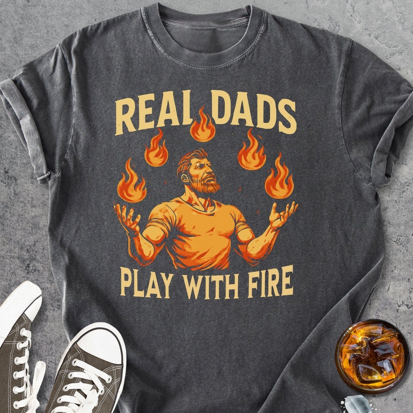 Real Dads Play With Fire - Vintage Heavyweight Tee