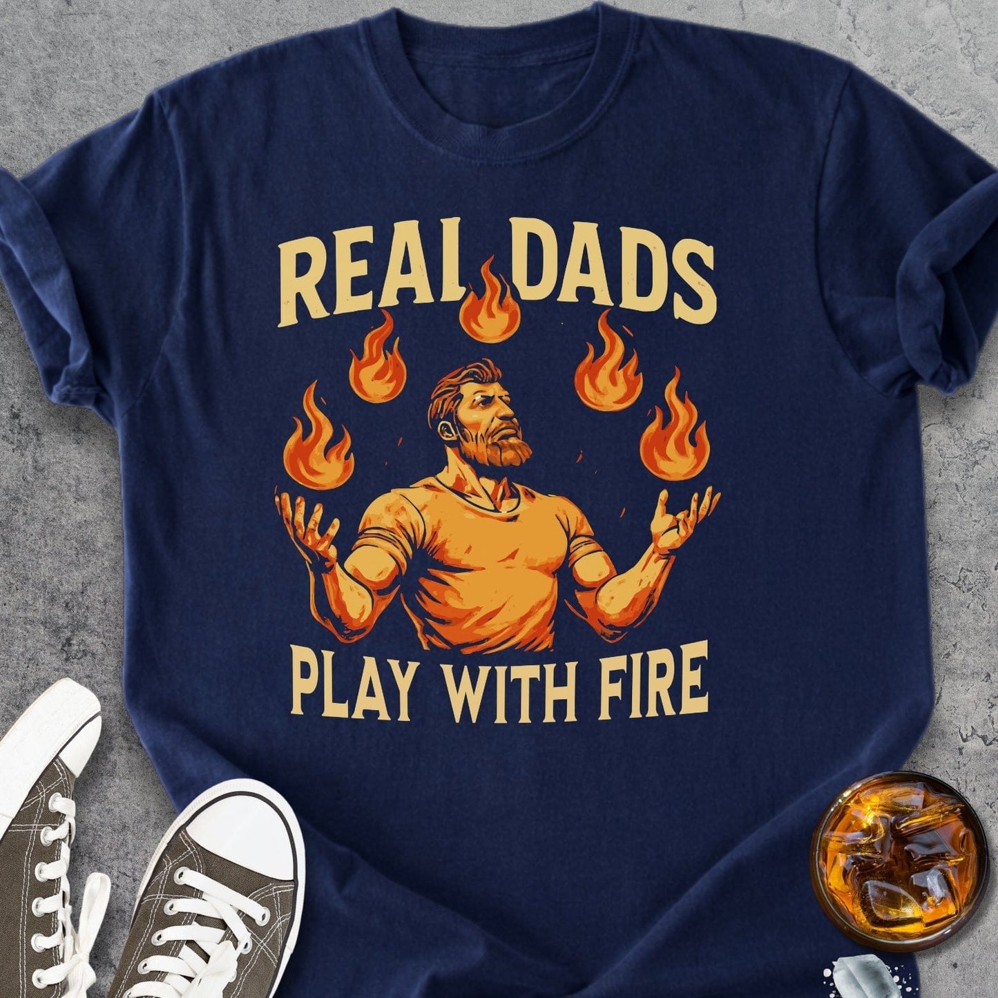 Real Dads Play With Fire - Vintage Heavyweight Tee