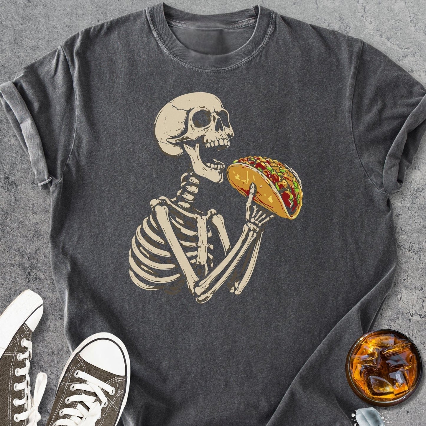 Skeleton Eating Taco - Vintage Heavyweight Tee
