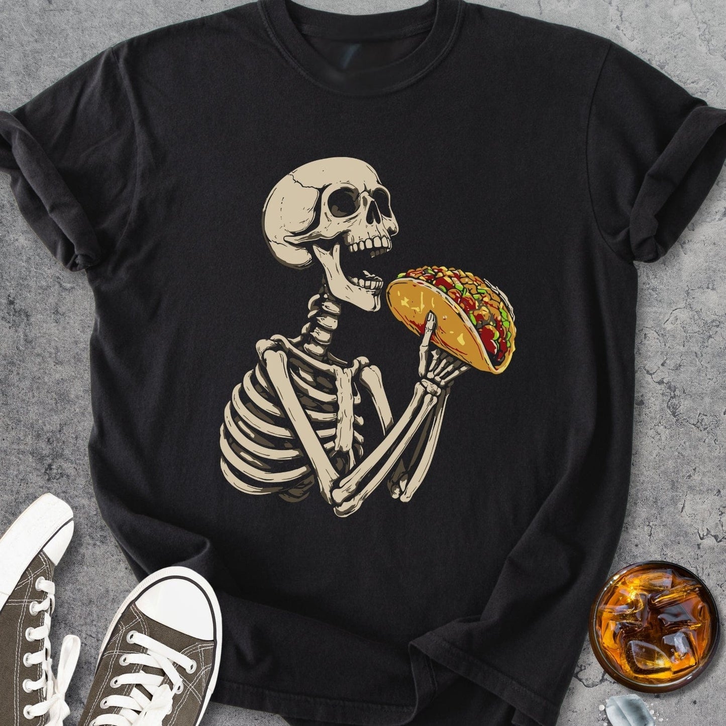 Skeleton Eating Taco - Vintage Heavyweight Tee