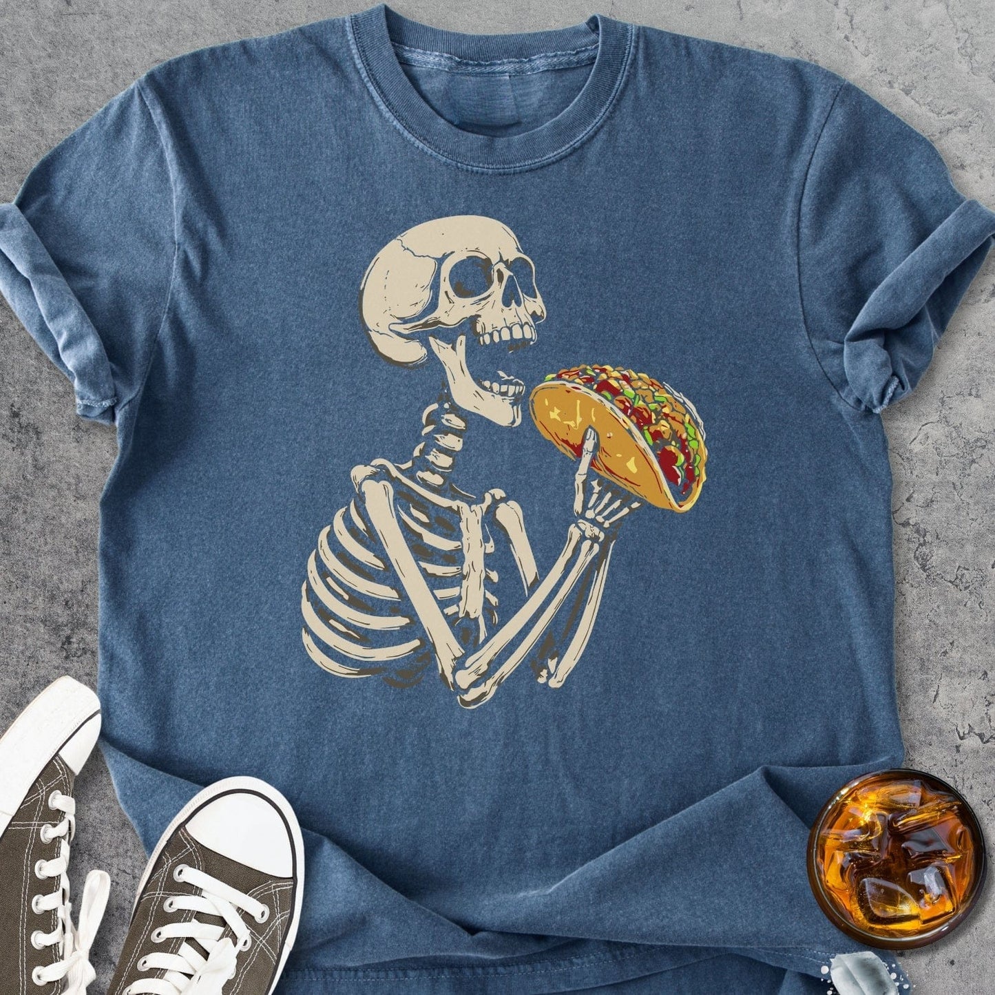 Skeleton Eating Taco - Vintage Heavyweight Tee