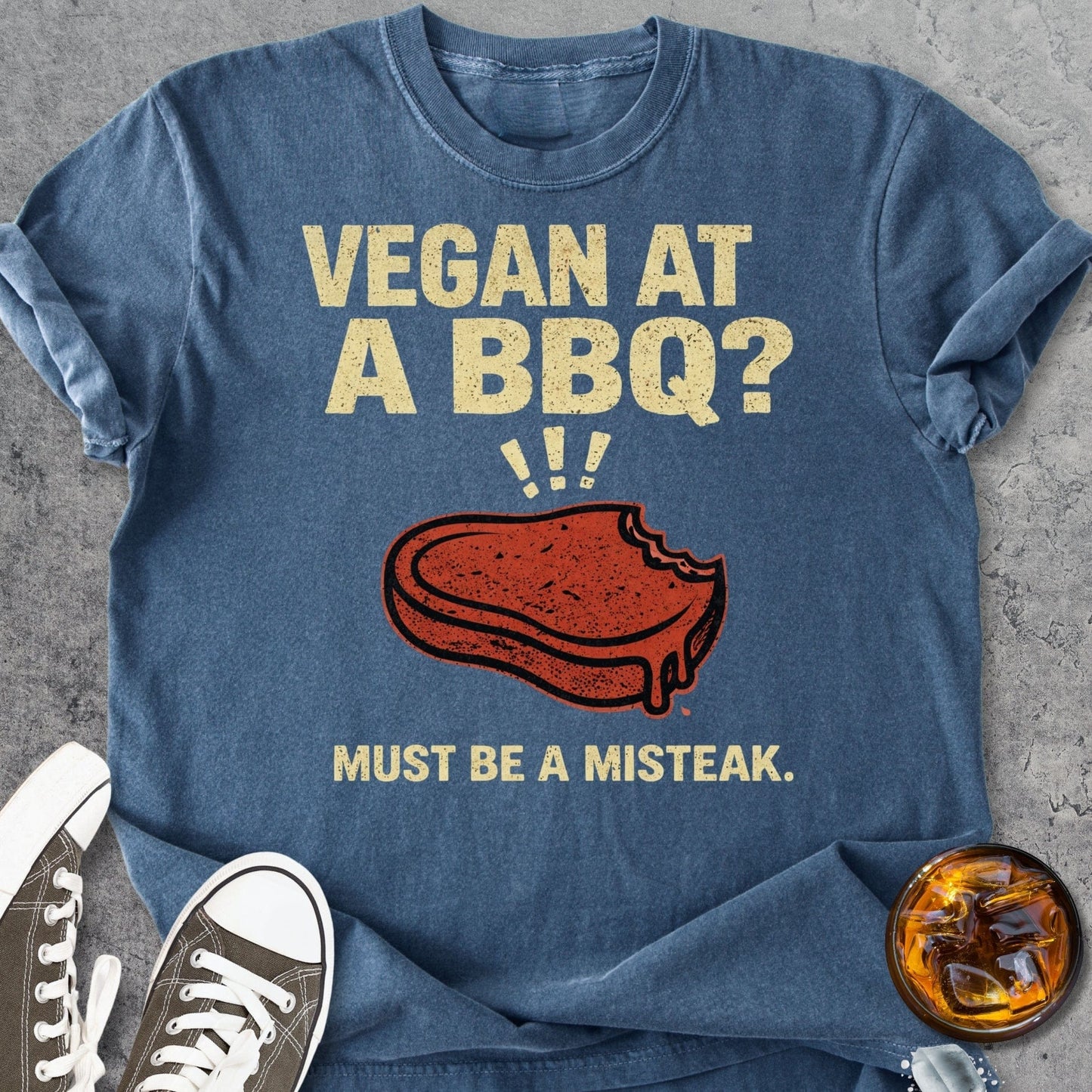 Vegan At A BBQ Funny - Vintage Heavyweight Tee