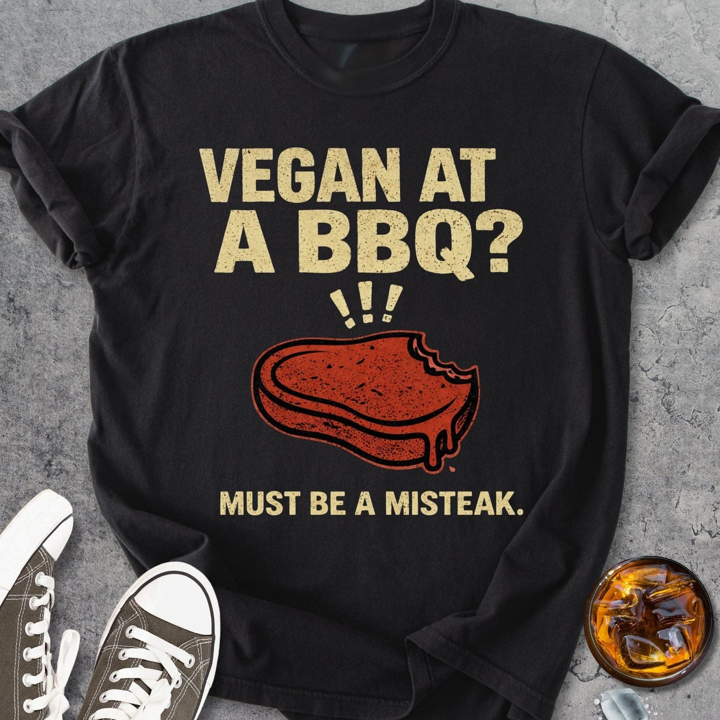 Vegan At A BBQ Funny - Vintage Heavyweight Tee