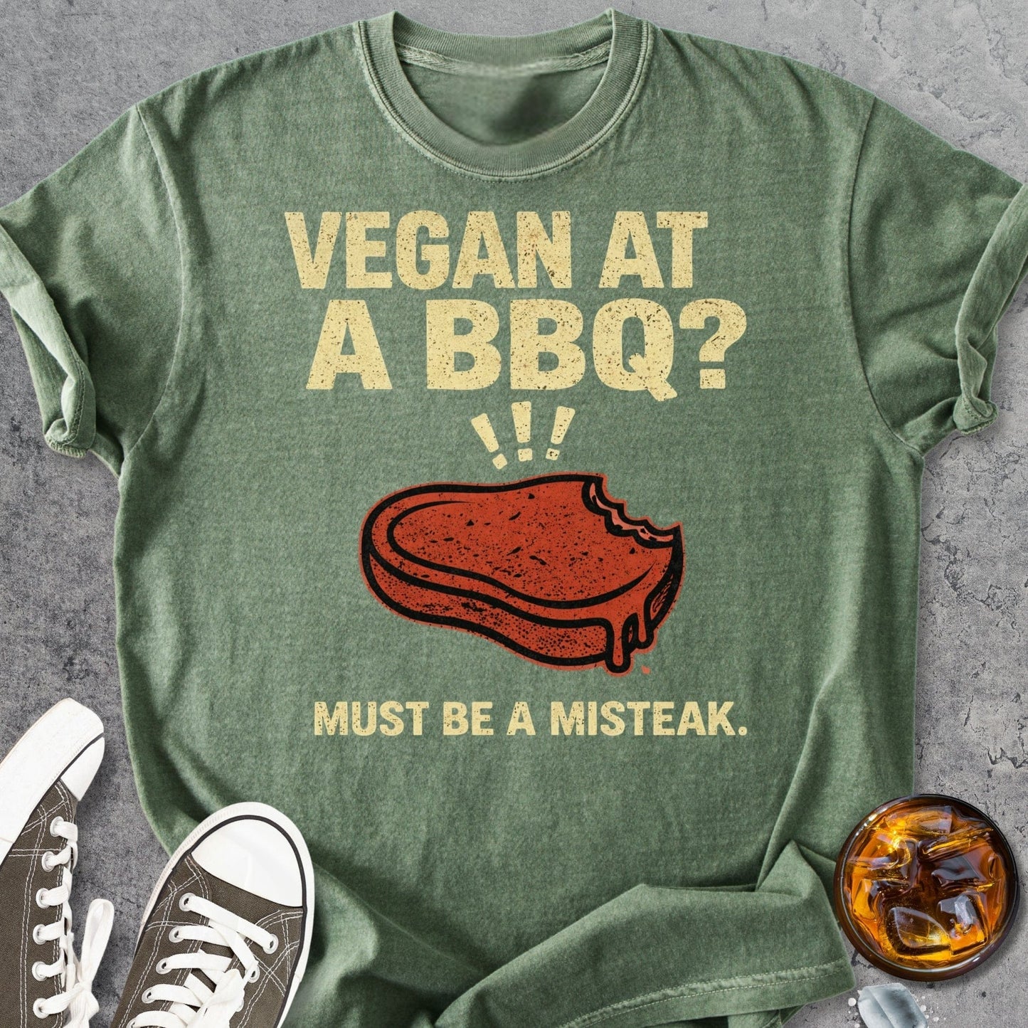 Vegan At A BBQ Funny - Vintage Heavyweight Tee