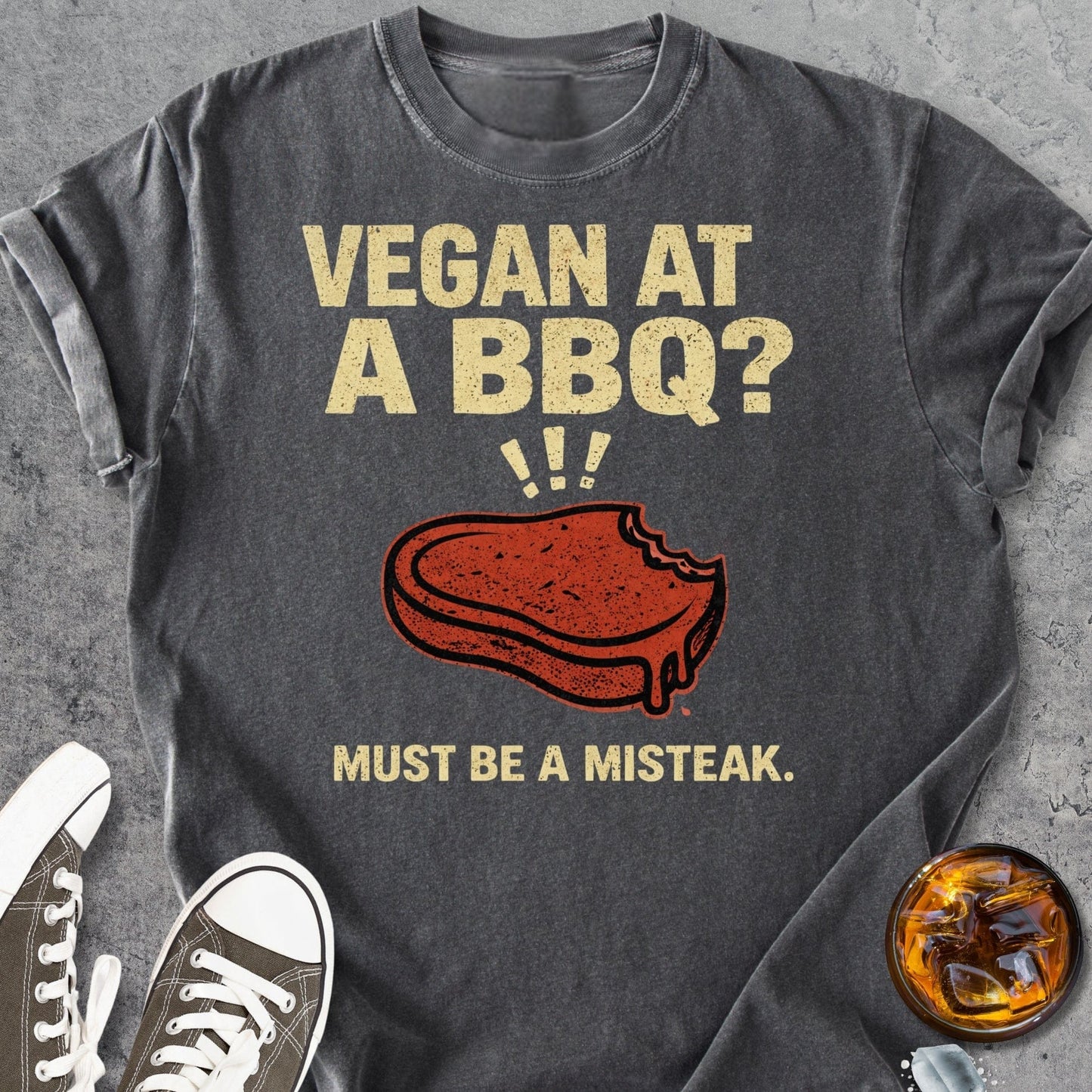 Vegan At A BBQ Funny - Vintage Heavyweight Tee