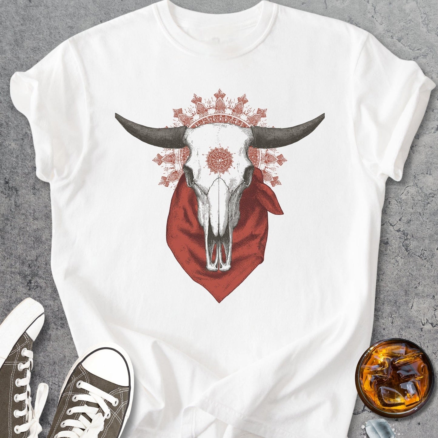 Bandana Skull Western - Vintage Heavyweight Tee