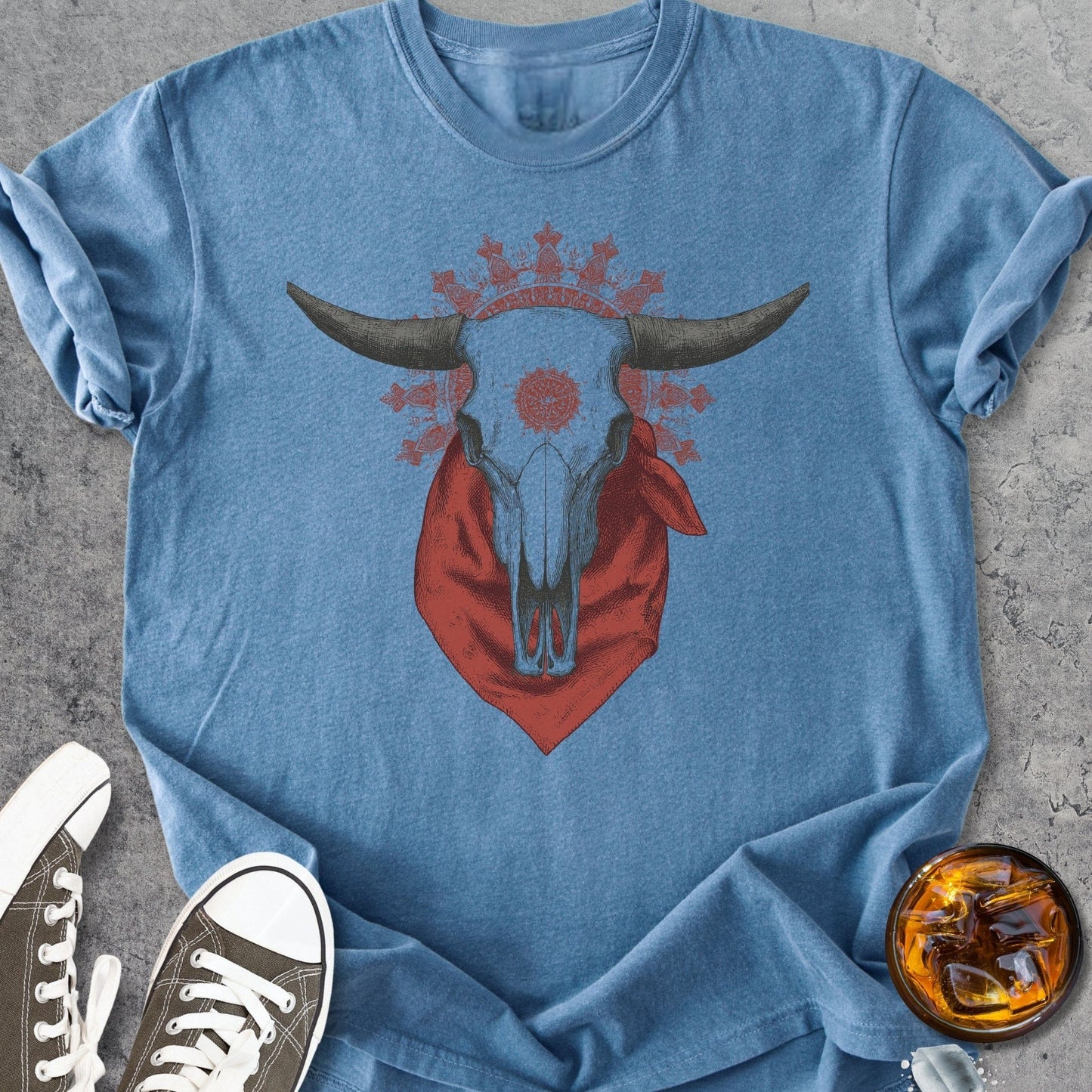 Bandana Skull Western - Vintage Heavyweight Tee
