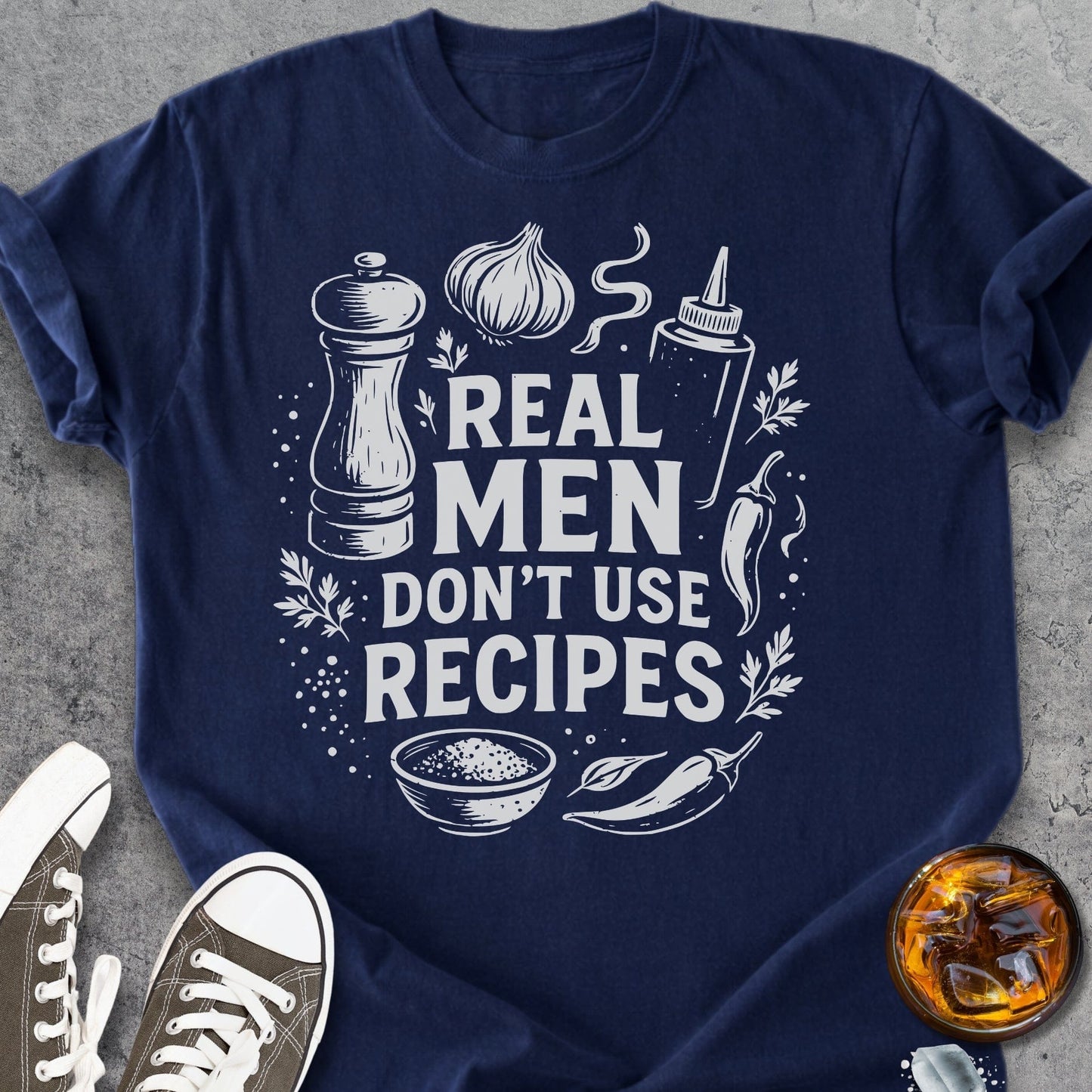 Real Men Dont Use Recipes - Vintage Heavyweight Tee