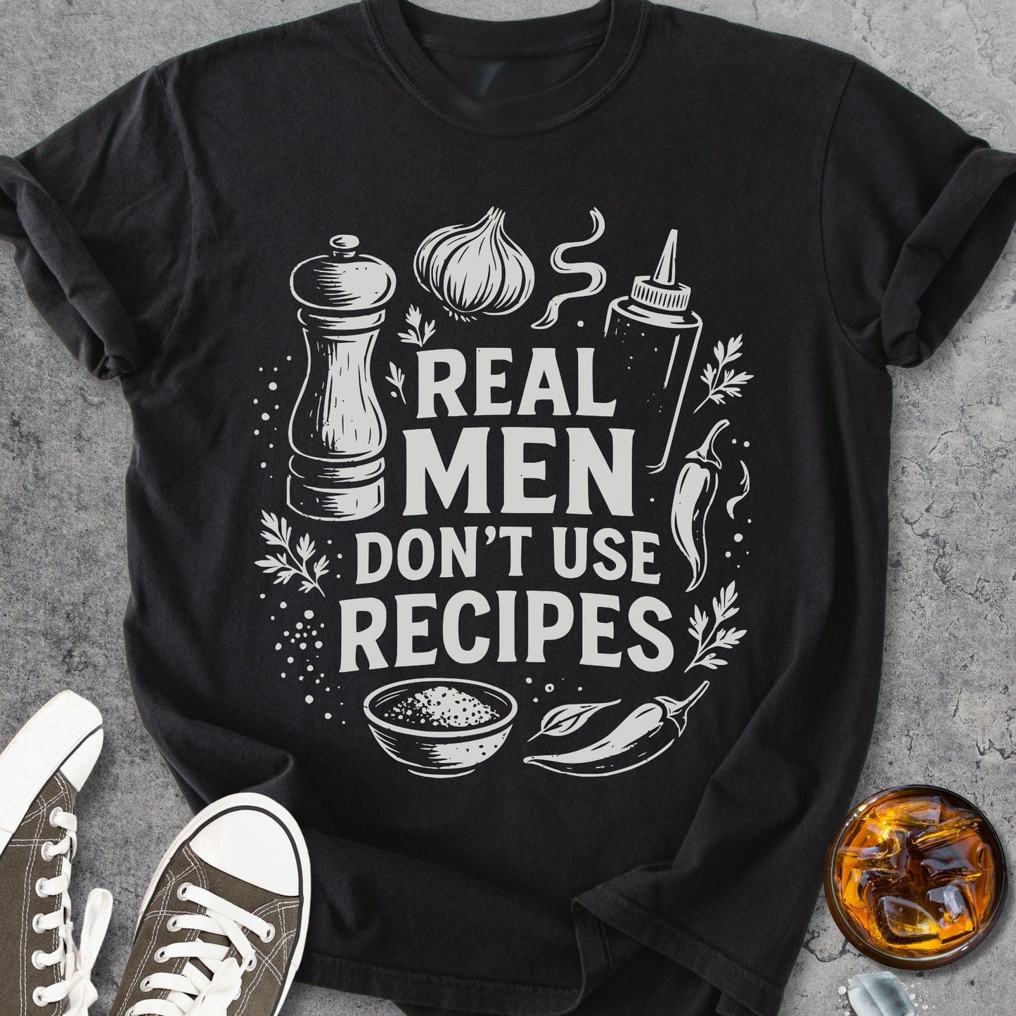 Real Men Dont Use Recipes - Vintage Heavyweight Tee
