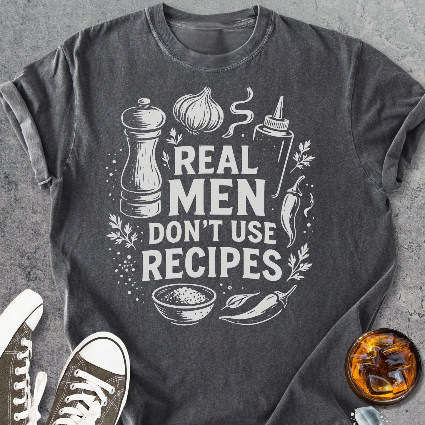 Real Men Dont Use Recipes - Vintage Heavyweight Tee