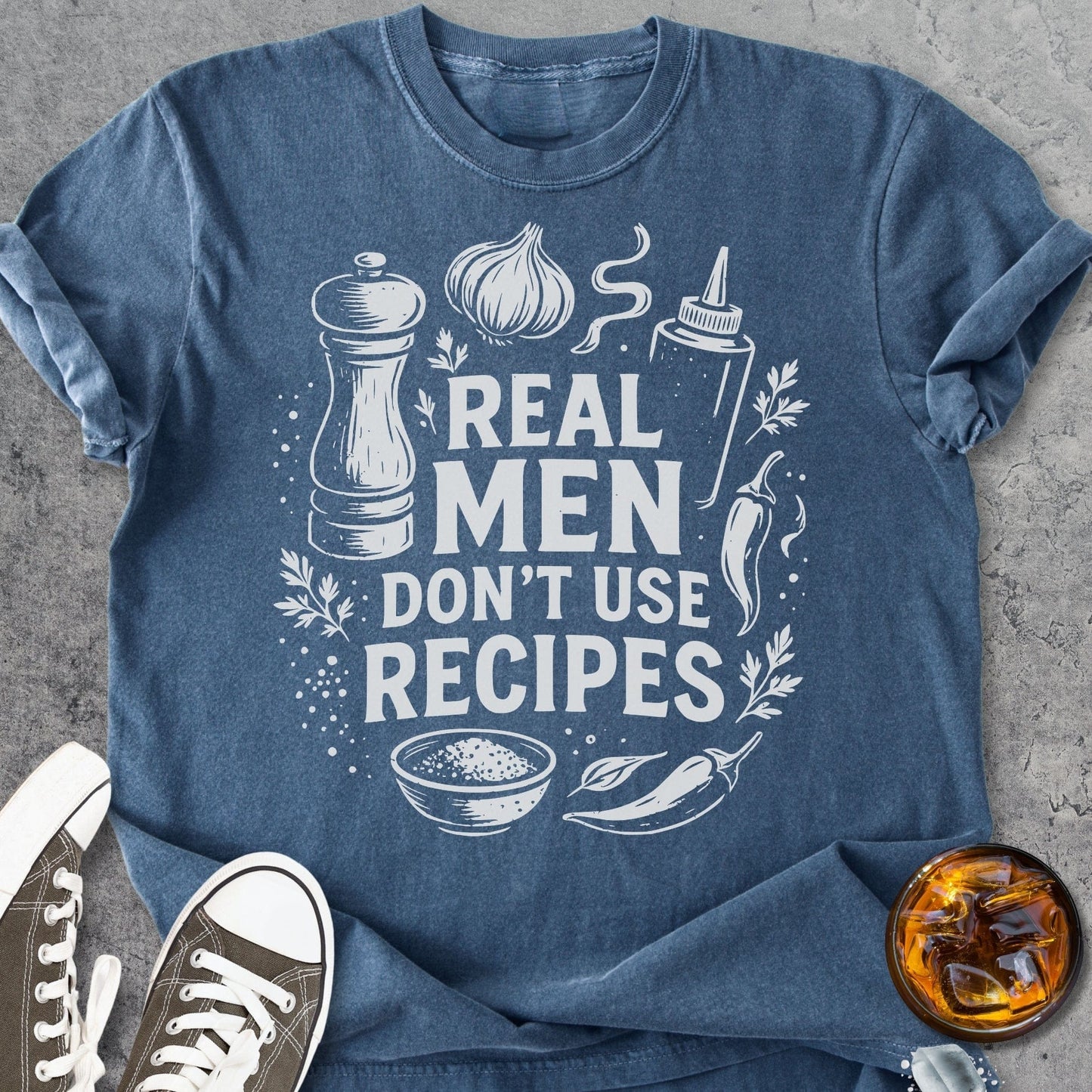 Real Men Dont Use Recipes - Vintage Heavyweight Tee