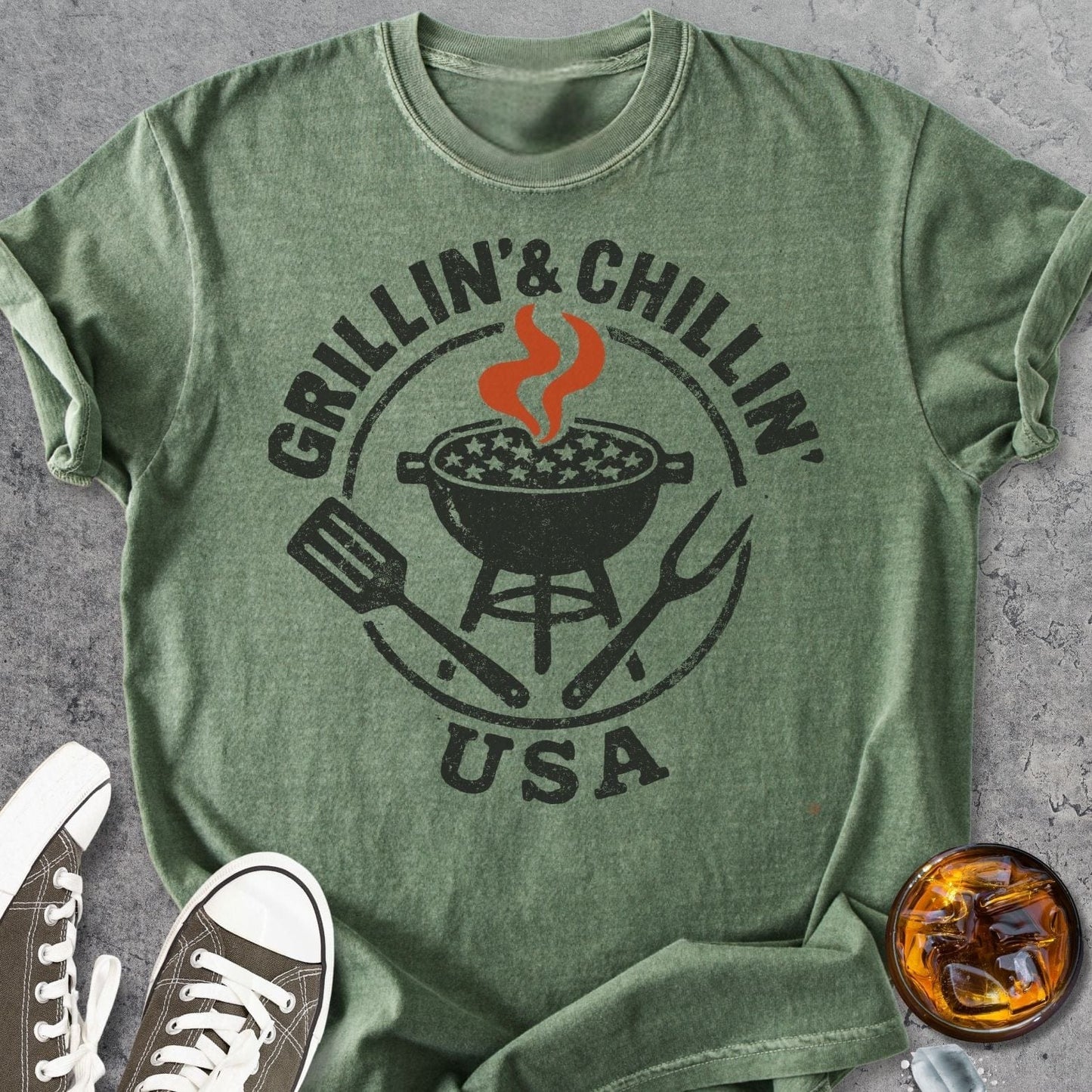 Grillin' Chillin' USA - Vintage Heavyweight Tee