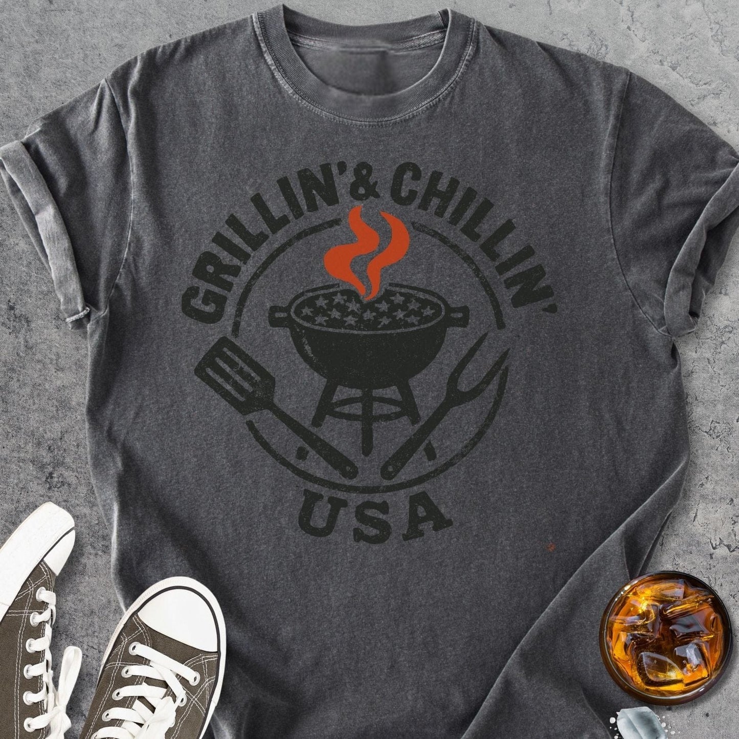 Grillin' Chillin' USA - Vintage Heavyweight Tee