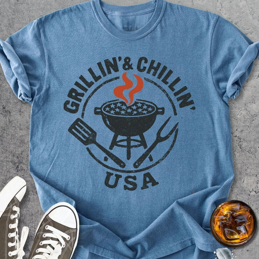 Grillin' Chillin' USA - Vintage Heavyweight Tee