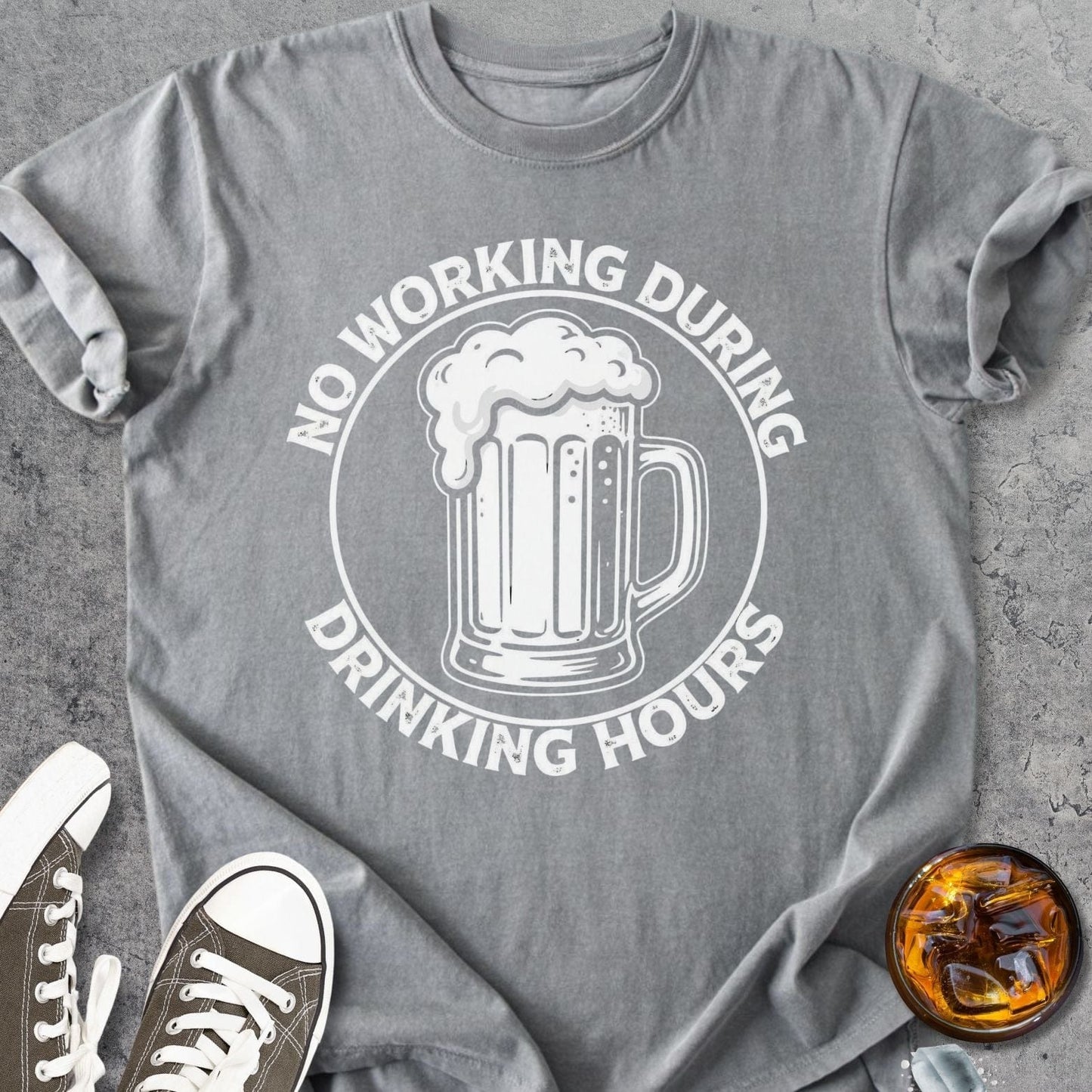 No Working During Drinking Hours - Vintage Heavyweight Tee