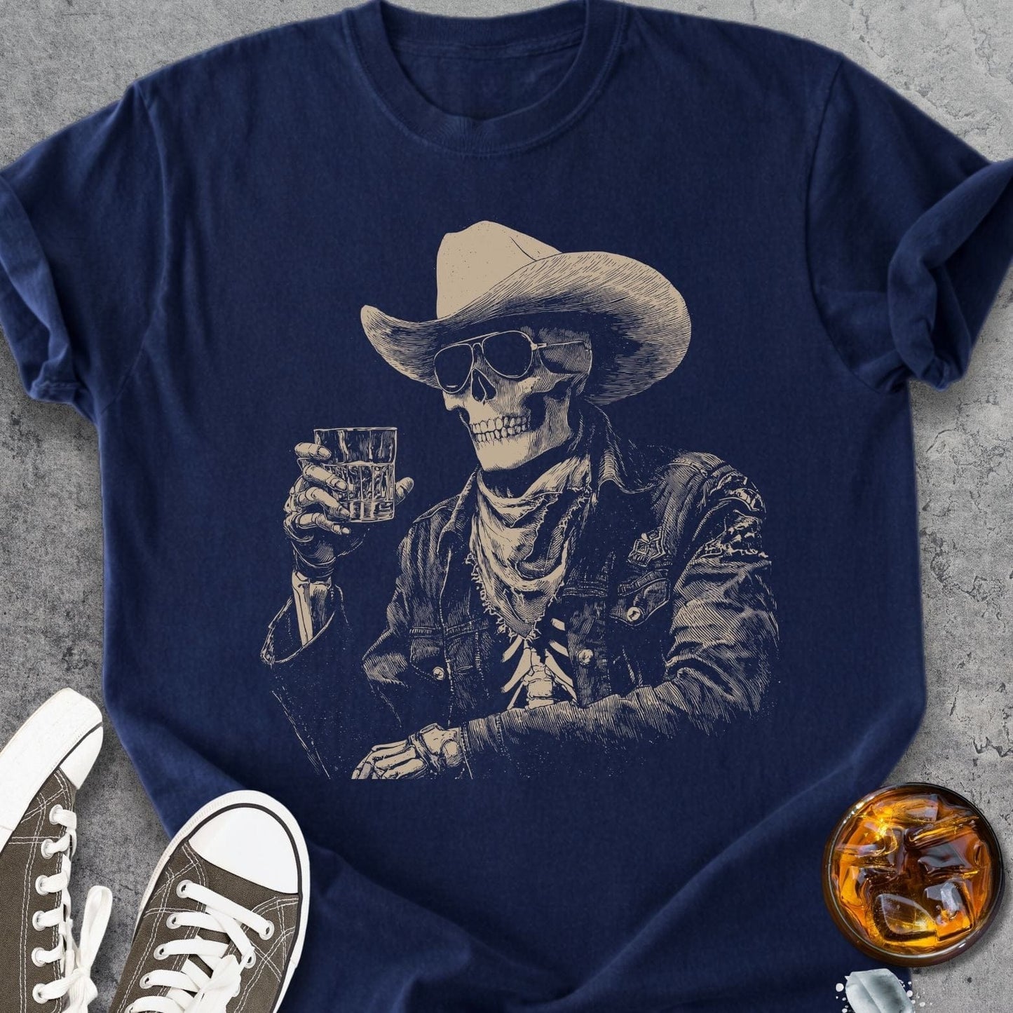 Cheers Skeleton Cowboy - Premium Heavyweight Tee