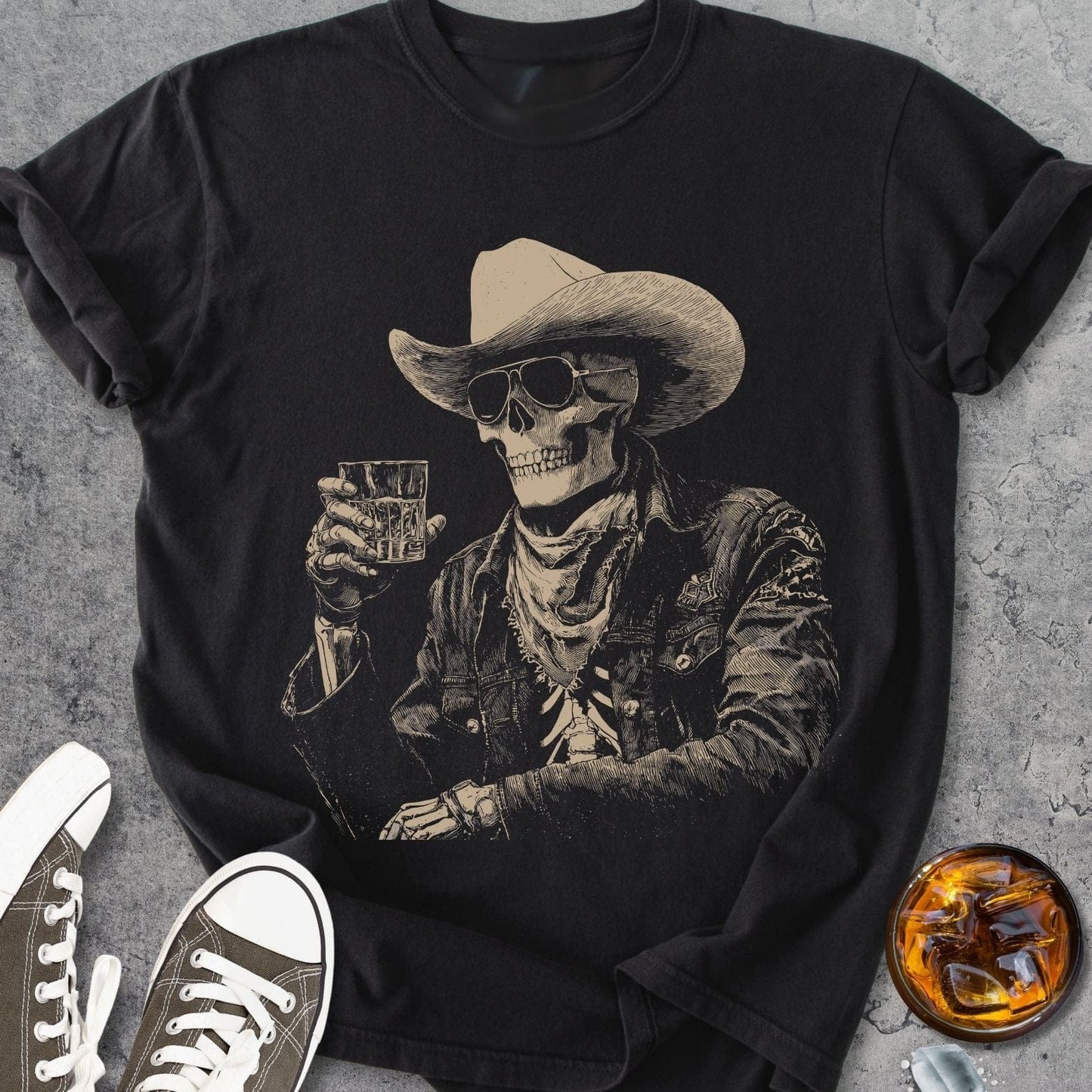 Cheers Skeleton Cowboy - Premium Heavyweight Tee