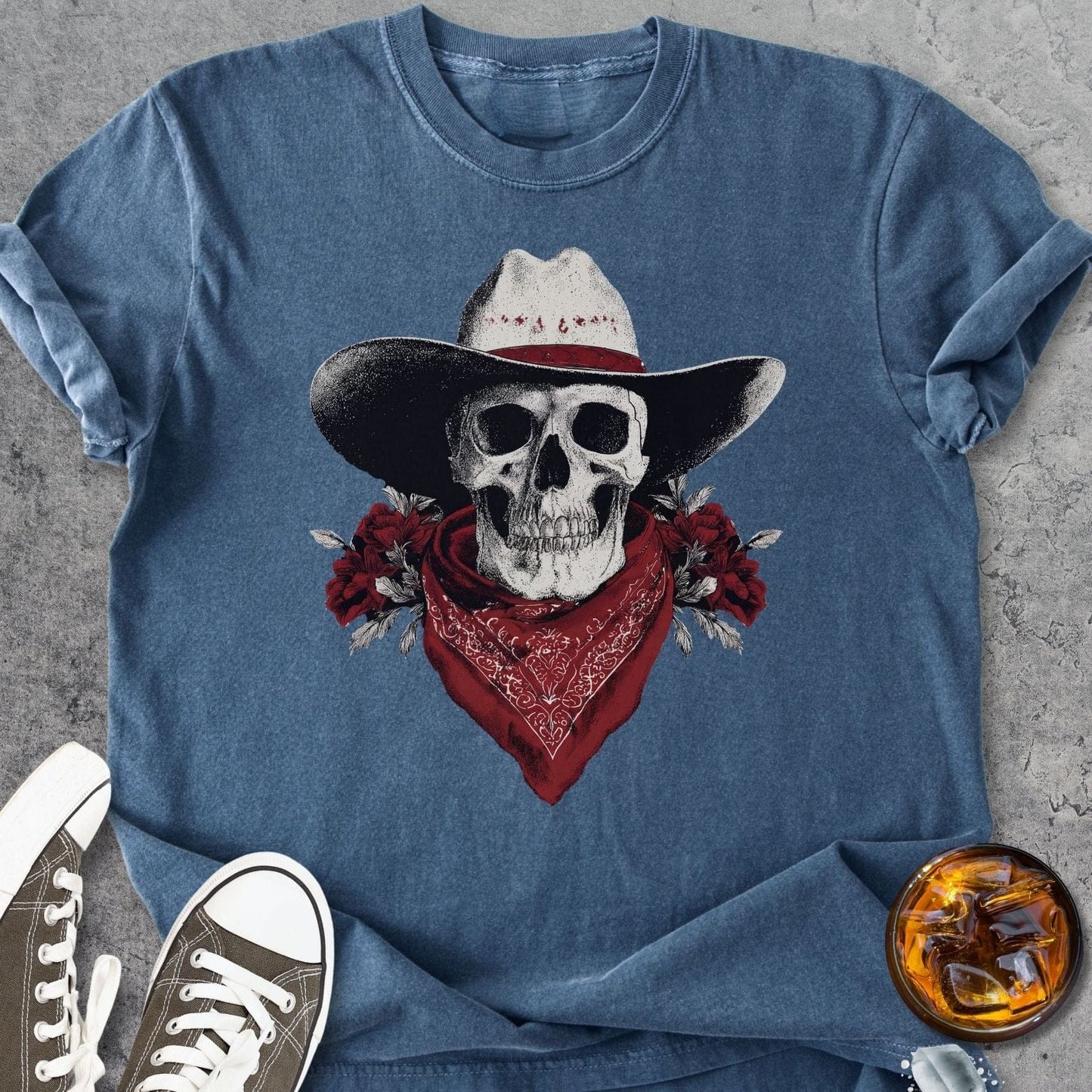 Wester Cowboy Skull - Vintage Heavyweight Tee
