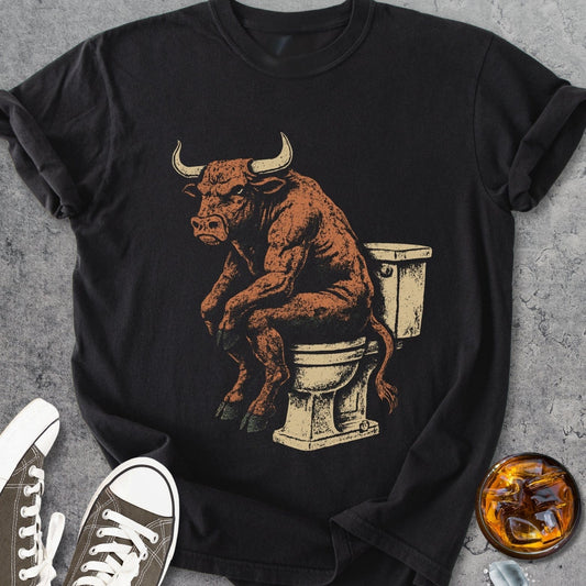 Rugged Bull on Vintage Toilet  - Vintage Heavyweight Tee