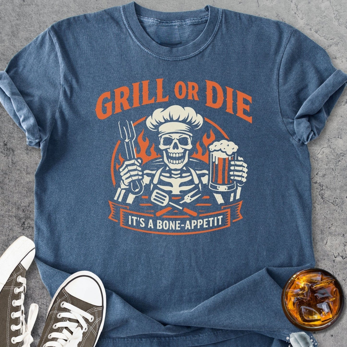 Grill Or Die - Vintage Heavyweight Tee