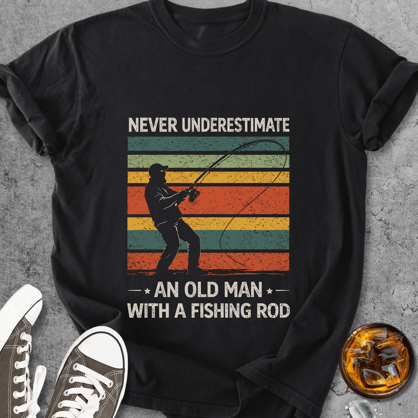 Old Guy Fishing - Vintage Heavyweight Tee