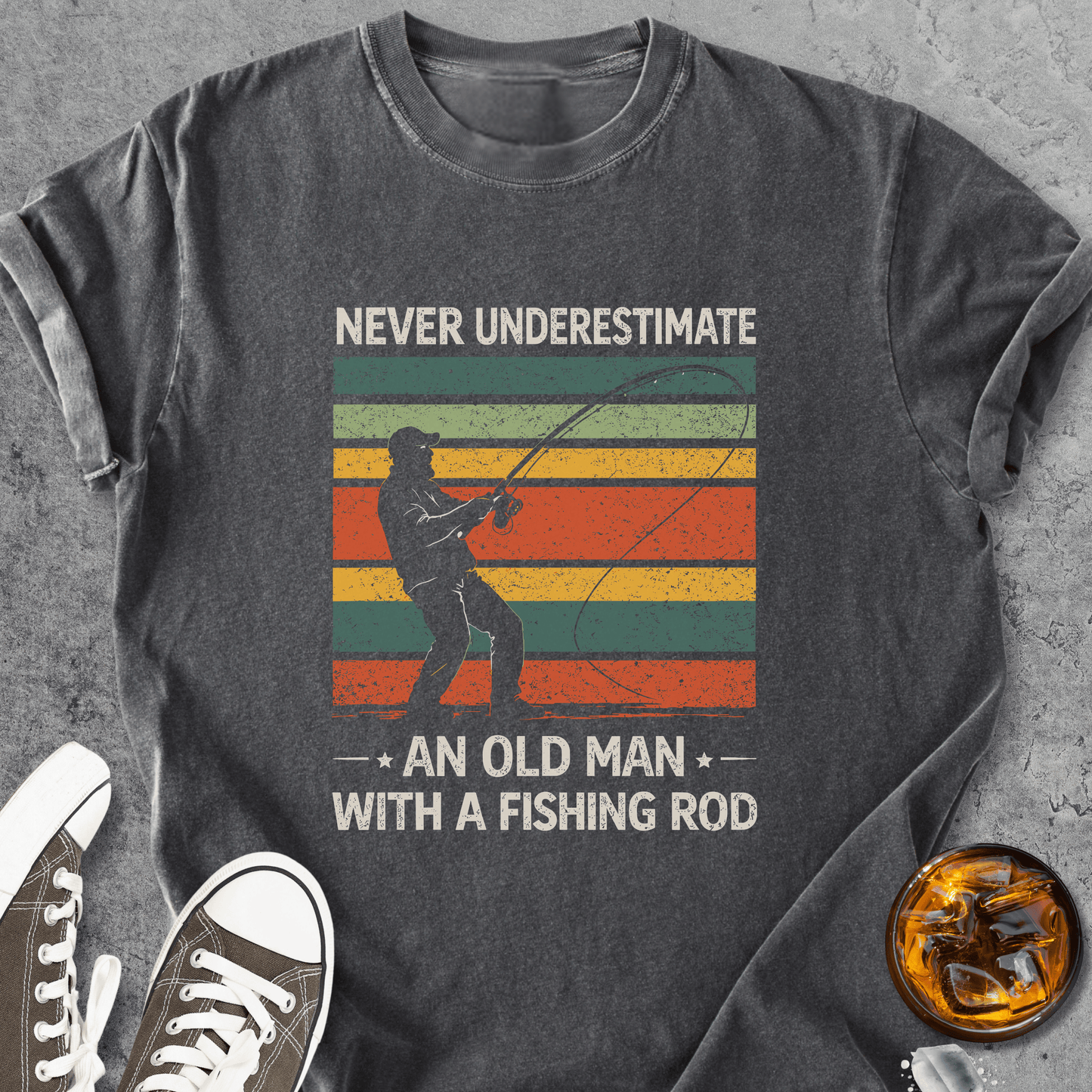 Old Guy Fishing - Vintage Heavyweight Tee