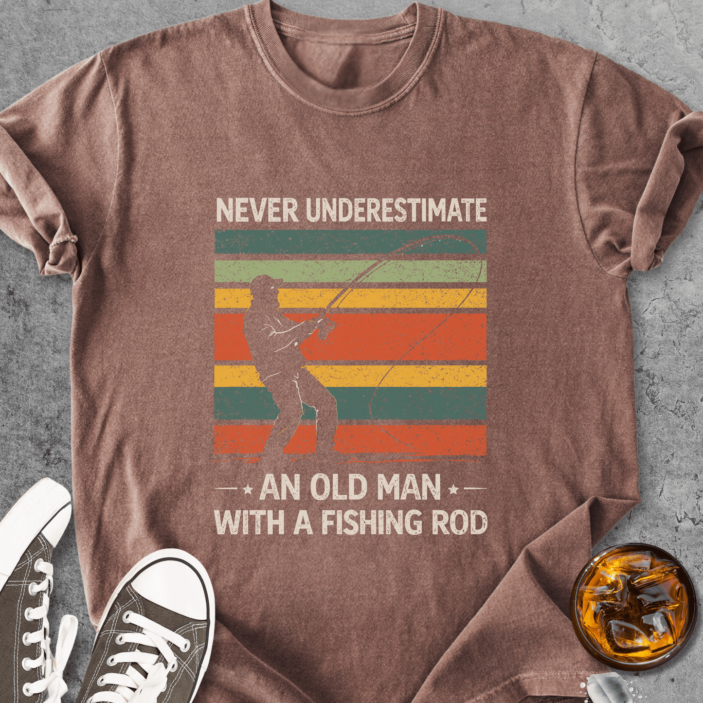 Old Guy Fishing - Vintage Heavyweight Tee