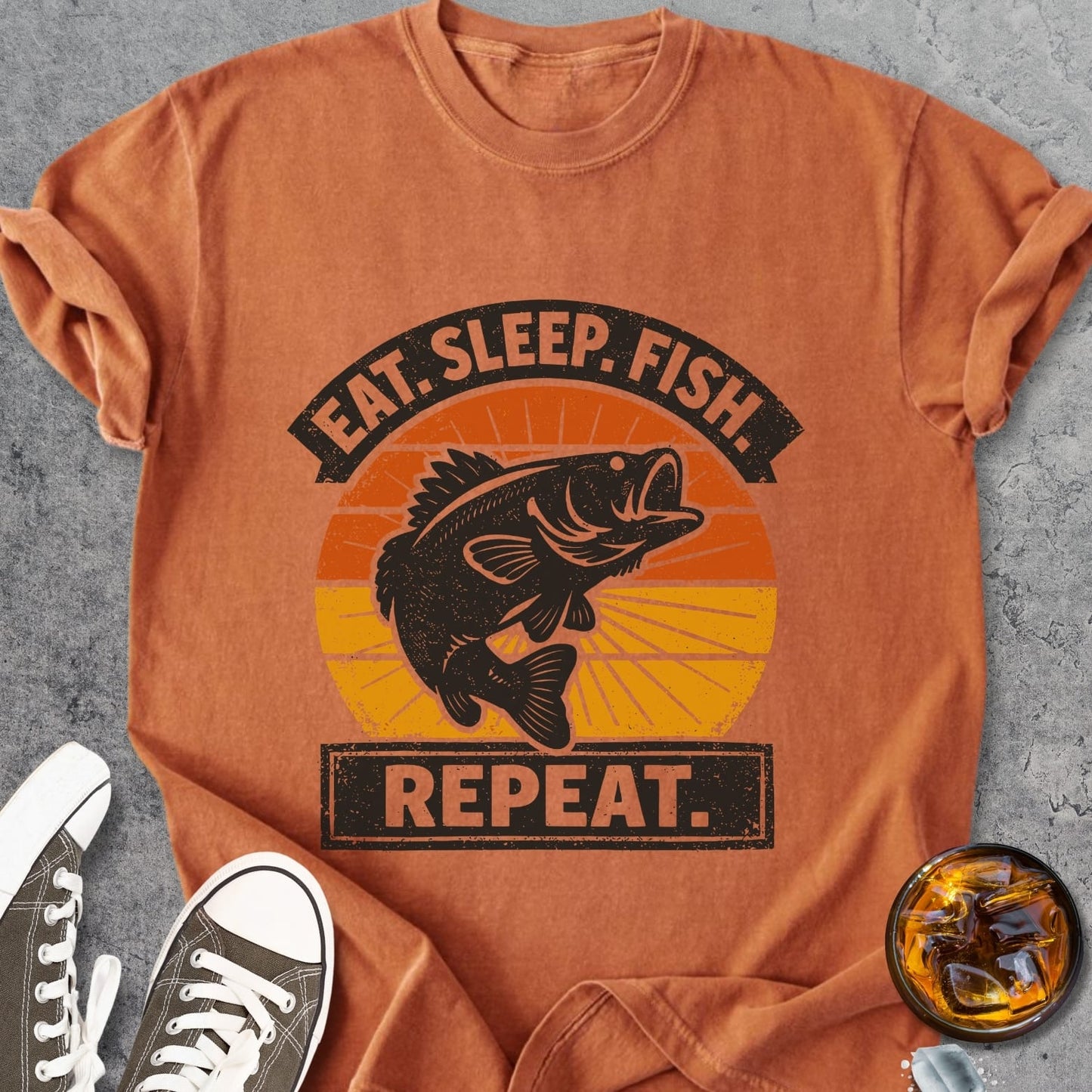 Eat Sleep Fish Repeat - Vintage Heavyweight Tee