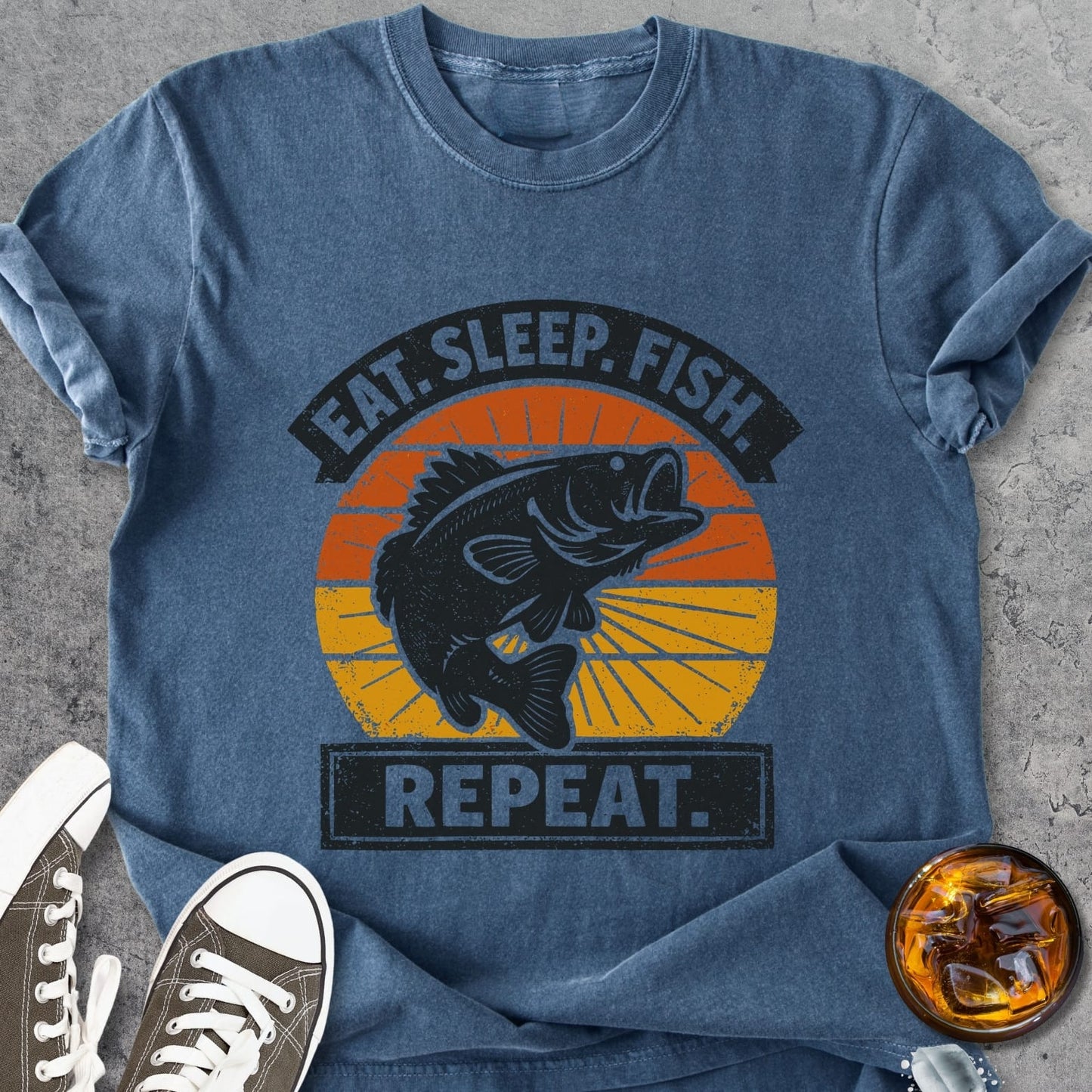 Eat Sleep Fish Repeat - Vintage Heavyweight Tee