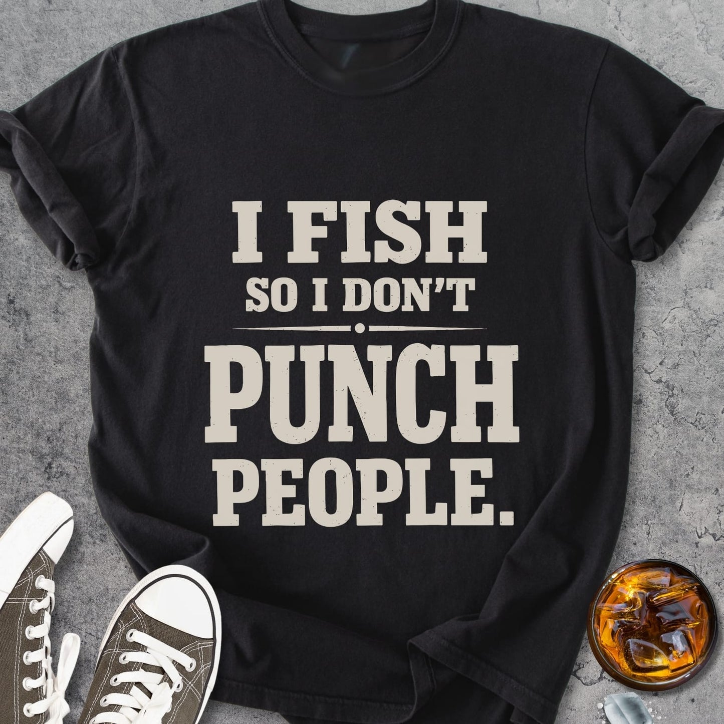 I Fish So I Don't Punch People - Vintage Heavyweight Tee