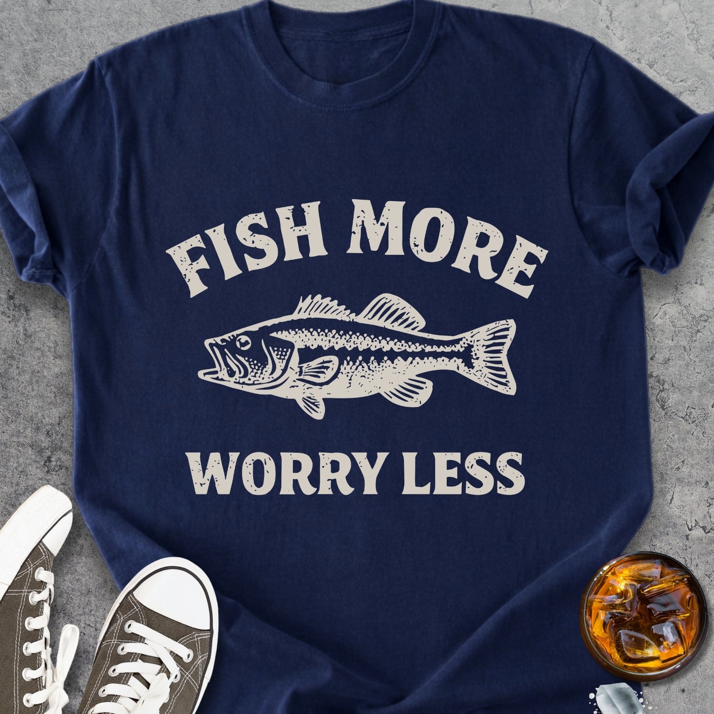 Fish More Worry Less - Premium Heavyweight Tee