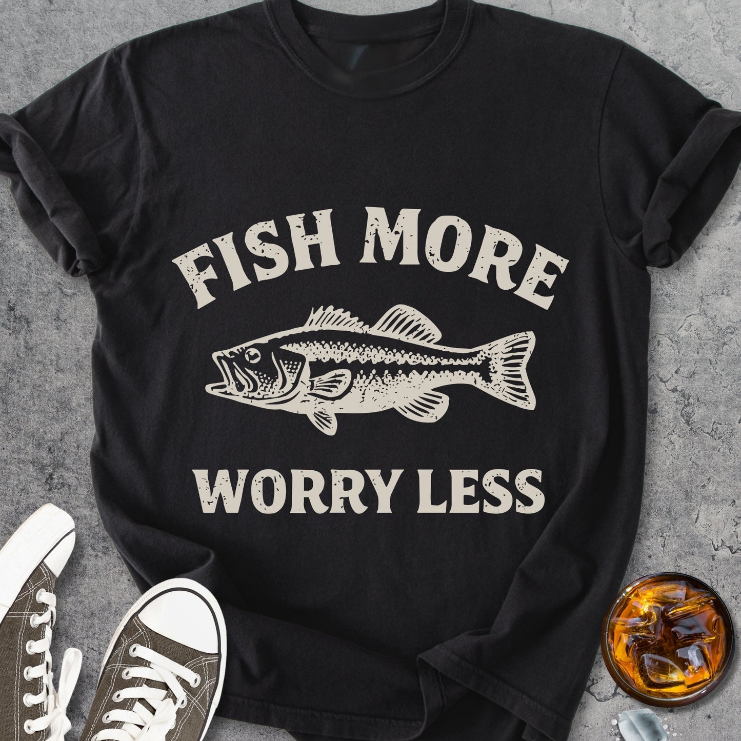 Fish More Worry Less - Premium Heavyweight Tee
