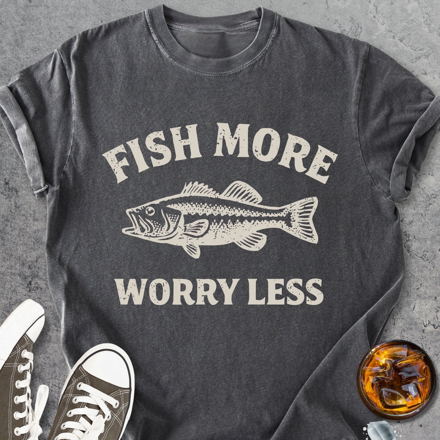 Fish More Worry Less - Premium Heavyweight Tee