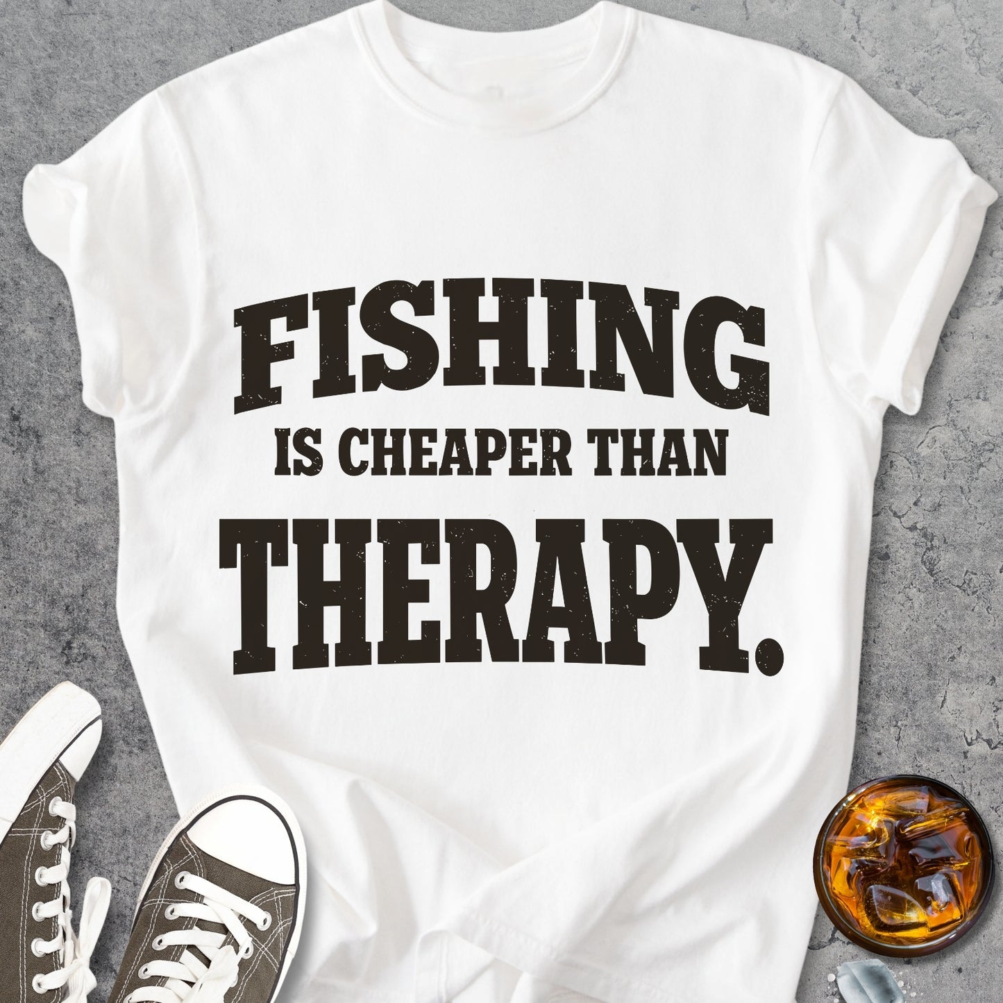Fishing Cheaper Than Therapy   - Vintage Heavyweight Tee