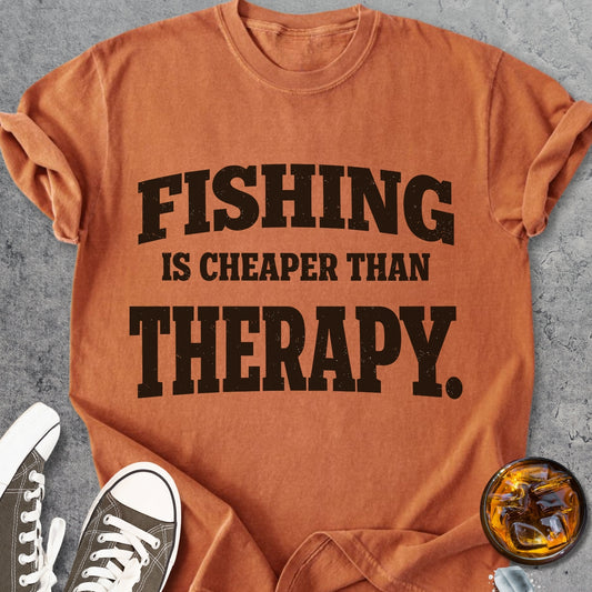 Fishing Cheaper Than Therapy   - Vintage Heavyweight Tee