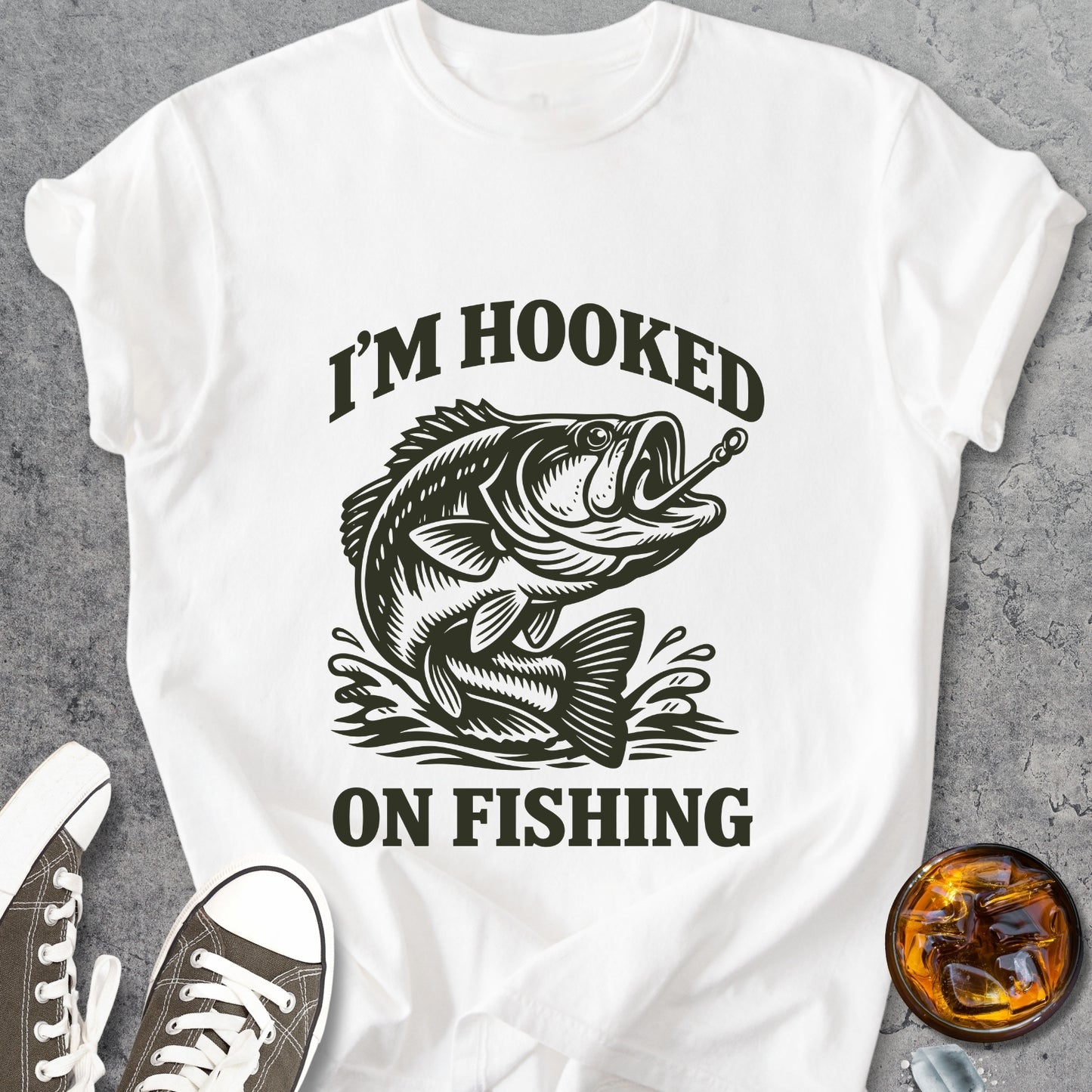 Hooked On Fishing   - Vintage Heavyweight Tee