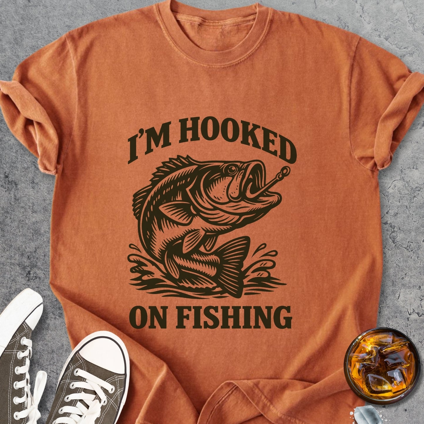 Hooked On Fishing   - Vintage Heavyweight Tee