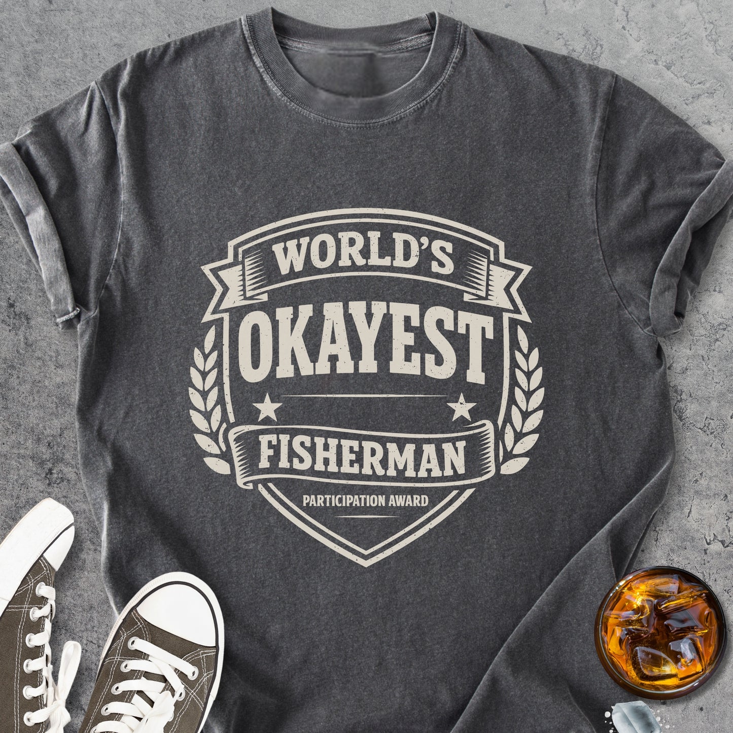 World's Okayest Fisherman - Vintage Heavyweight Tee