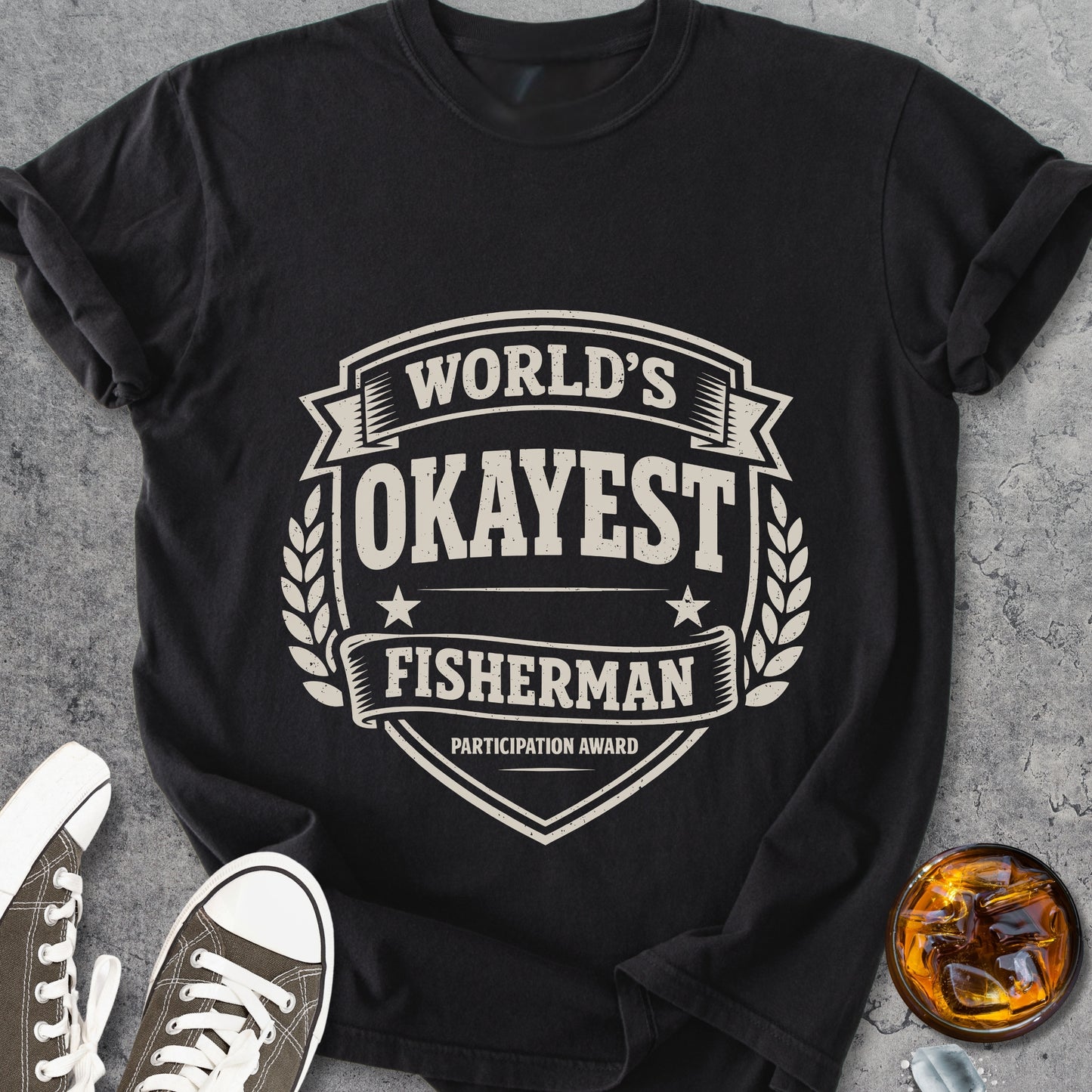 World's Okayest Fisherman - Vintage Heavyweight Tee